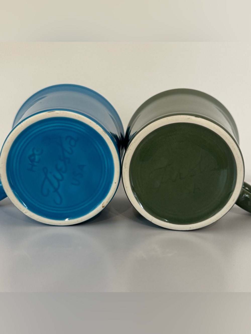 Set Of 2 Fiesta Ware O Ring Mug Pair Turquoise Juniper HLC USA - Picture 7 of 7